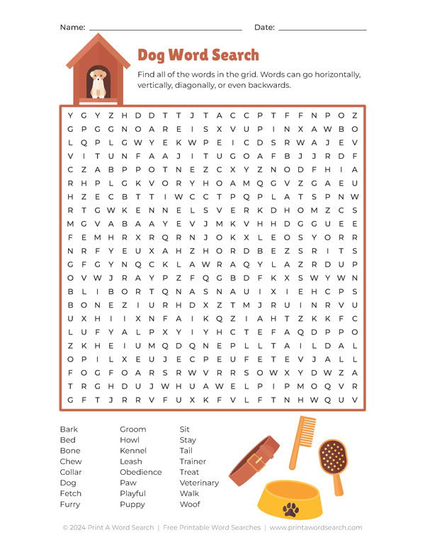 dog word search preview