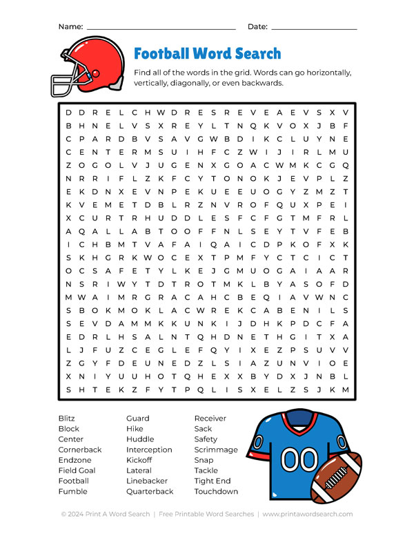 football word search preview