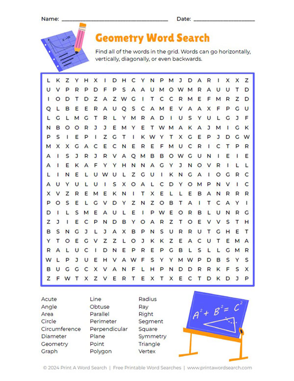 geometry word search preview