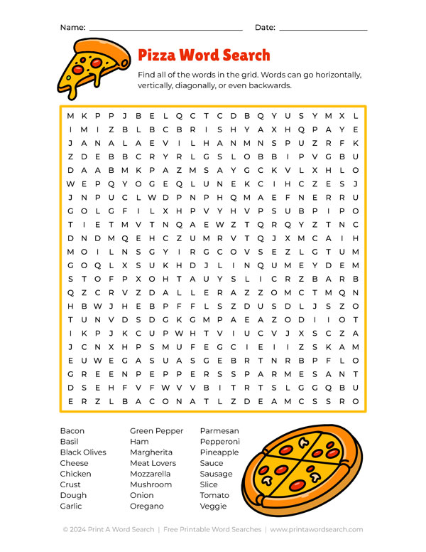 pizza word search preview