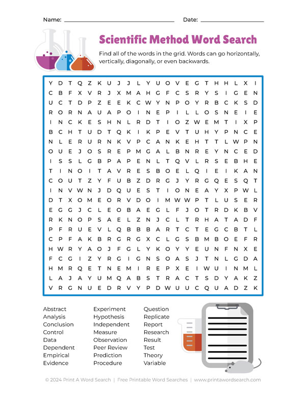 scientific method word search preview