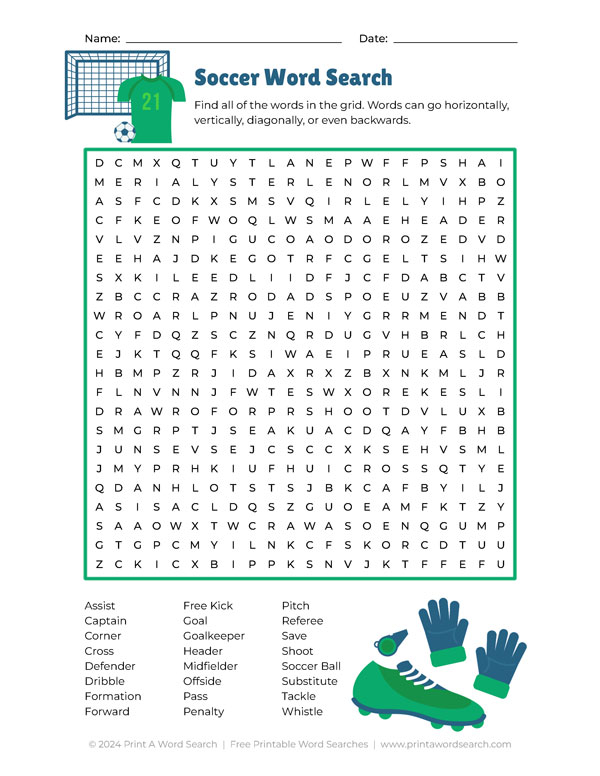 soccer word search preview