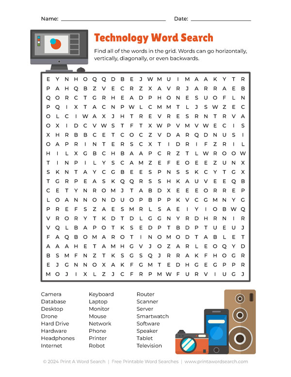 technology word search preview