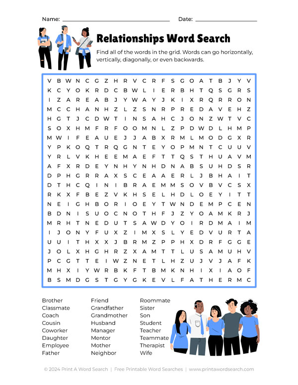 relationships word search preview