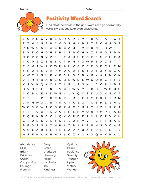 positivity word search preview