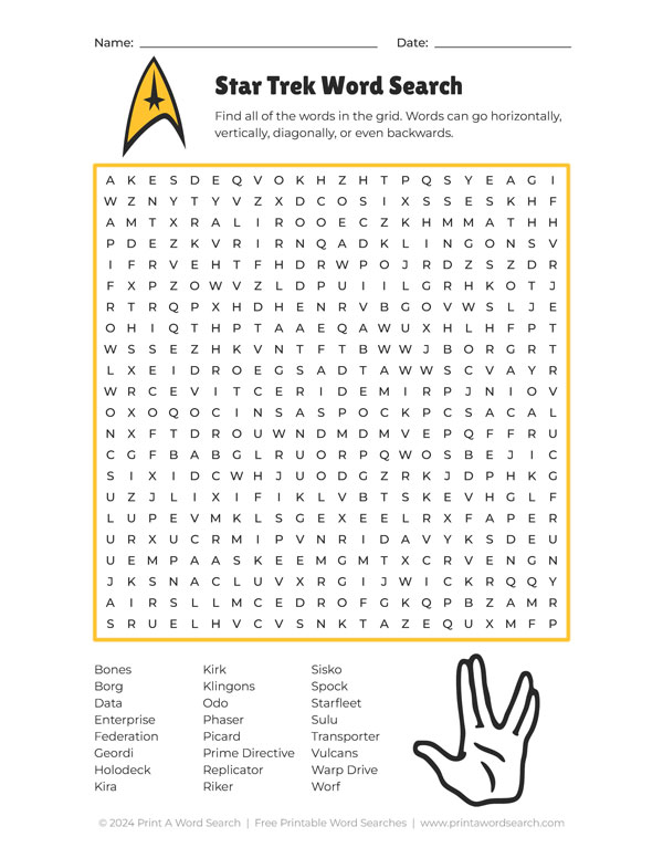 star trek word search