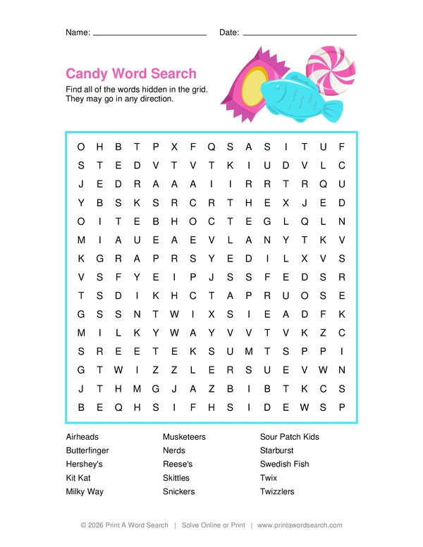 Candy Word Search word search preview