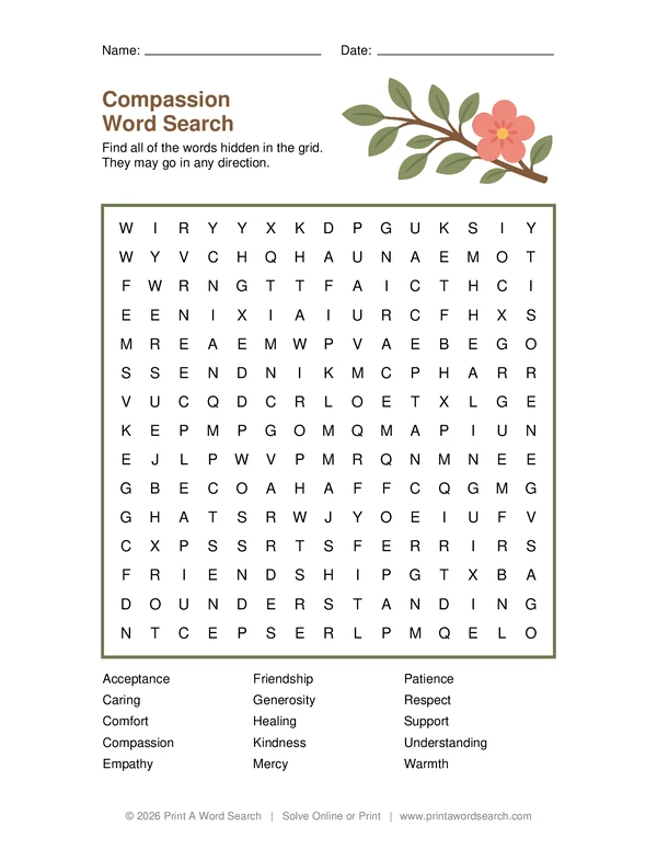 Compassion Word Search