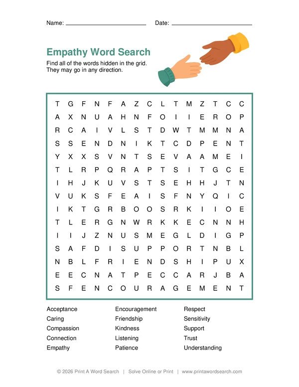 Empathy Word Search