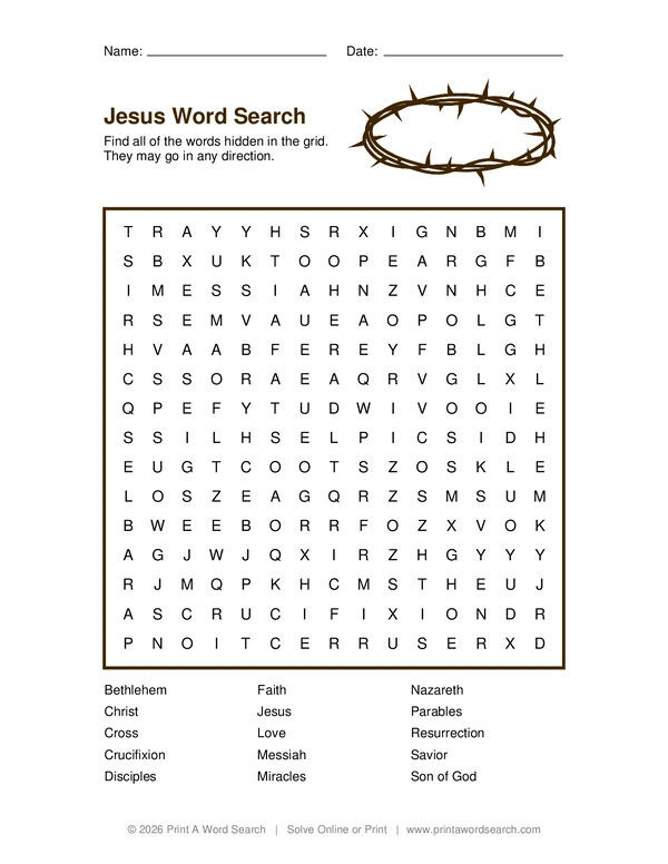 Jesus Word Search