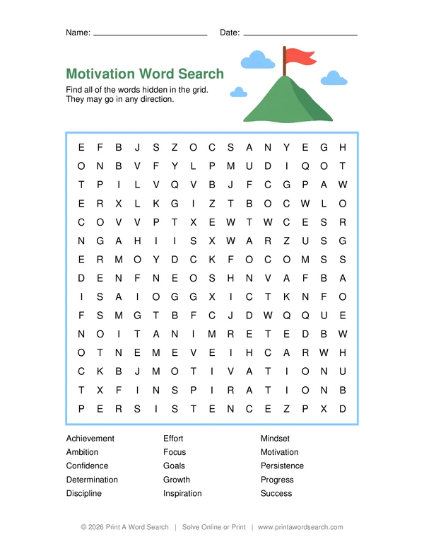 Motivation Word Search