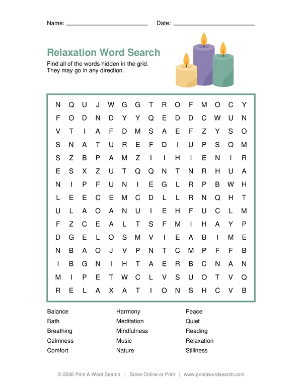 Relaxation Word Search