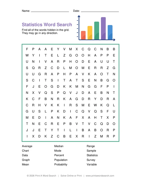Statistics Word Search