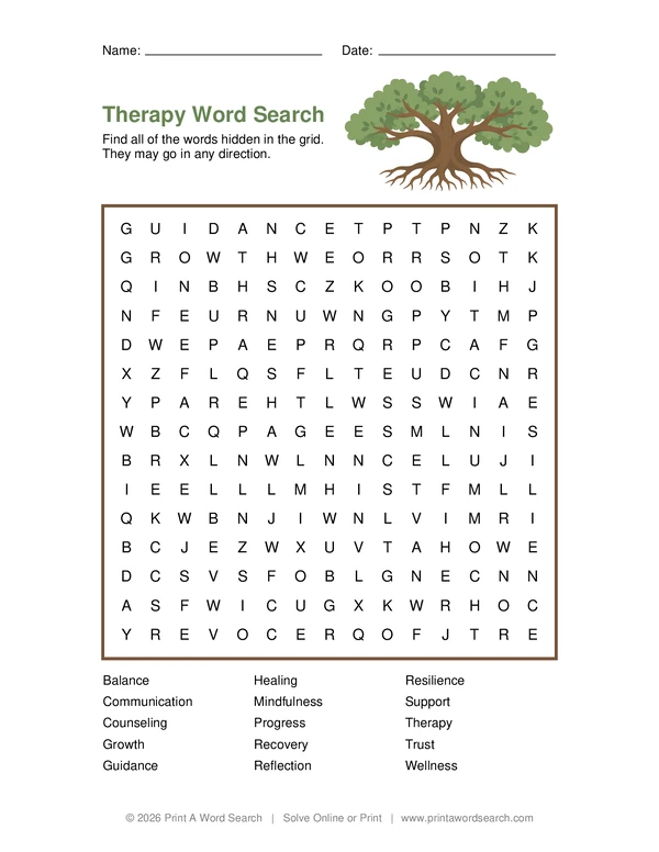 Therapy Word Search